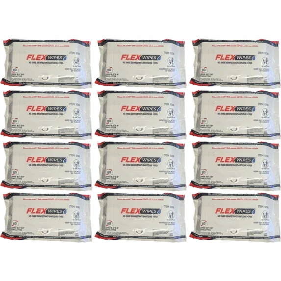 FLEXWIPES No Rinse Disinfectant/Sanitizing Wipes 80ct Soft Pack (#92080) - Janitorial Superstore