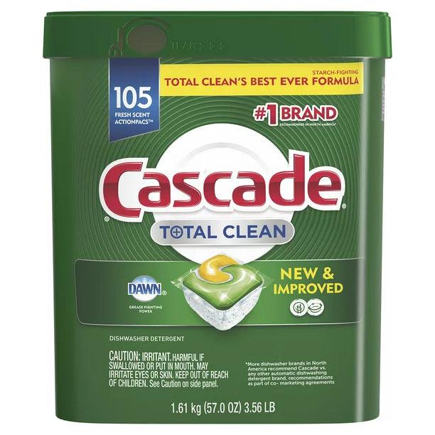 Cascade Total Clean ActionPacs, Dishwasher Detergent Pacs, Fresh Scent (105 ct.)