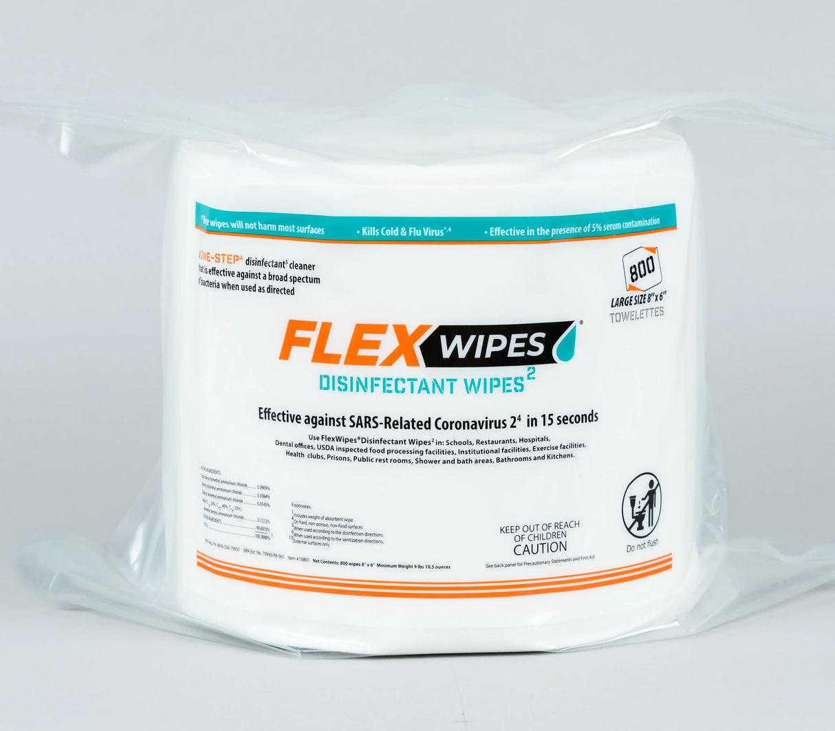 Flex Wipes Disinfecting Wipes, 8" x 6" Wipe in Rolls of 800 (#FG-10802) - Janitorial Superstore