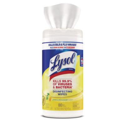 Lysol Disinfecting Wipes, 7 x 8, Lemon Blossom, 80 Wipes/Canister