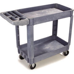 Two-Shelf Utility Cart, Plastic, 2 Shelves, 500 lb Capacity, 17.25" x 40" x 33.5", Gray (BWK4024UCGRA)