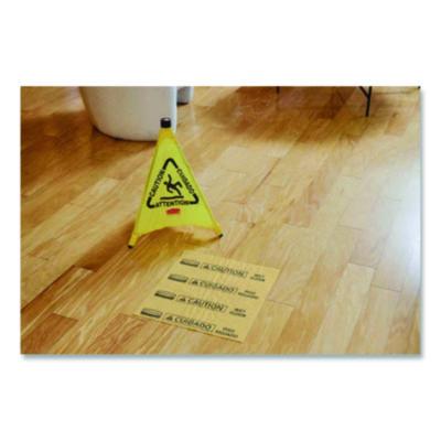 Rubbermaid Multilingual Pop-Up Safety Cone, 3-Sided, Fabric, 21 x 21 x 20, Yellow (RCP9S00YEL)