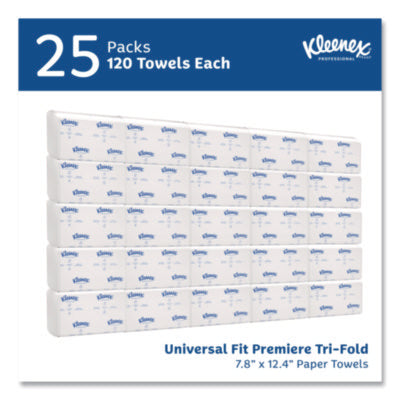 Premiere Folded Towels, 1-Ply, 9.4 x 12,4, White, 120/Pack, 25 Packs/Carton (13254)