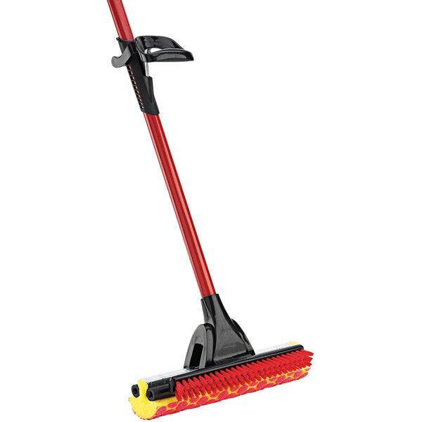 Libman 955 12" Red Roller Mop with Scrub Brush - Janitorial Superstore