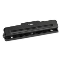 Swingline® 10-Sheet Desktop Three-Hole Adjustable Punch, 9/32" Holes, Black