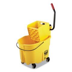 Rubbermaid Wave Brake 2.0 Bucket/Wringer Combos, Side-Press, 35 qt, Plastic, Yellow (RCPFG758088YELl)