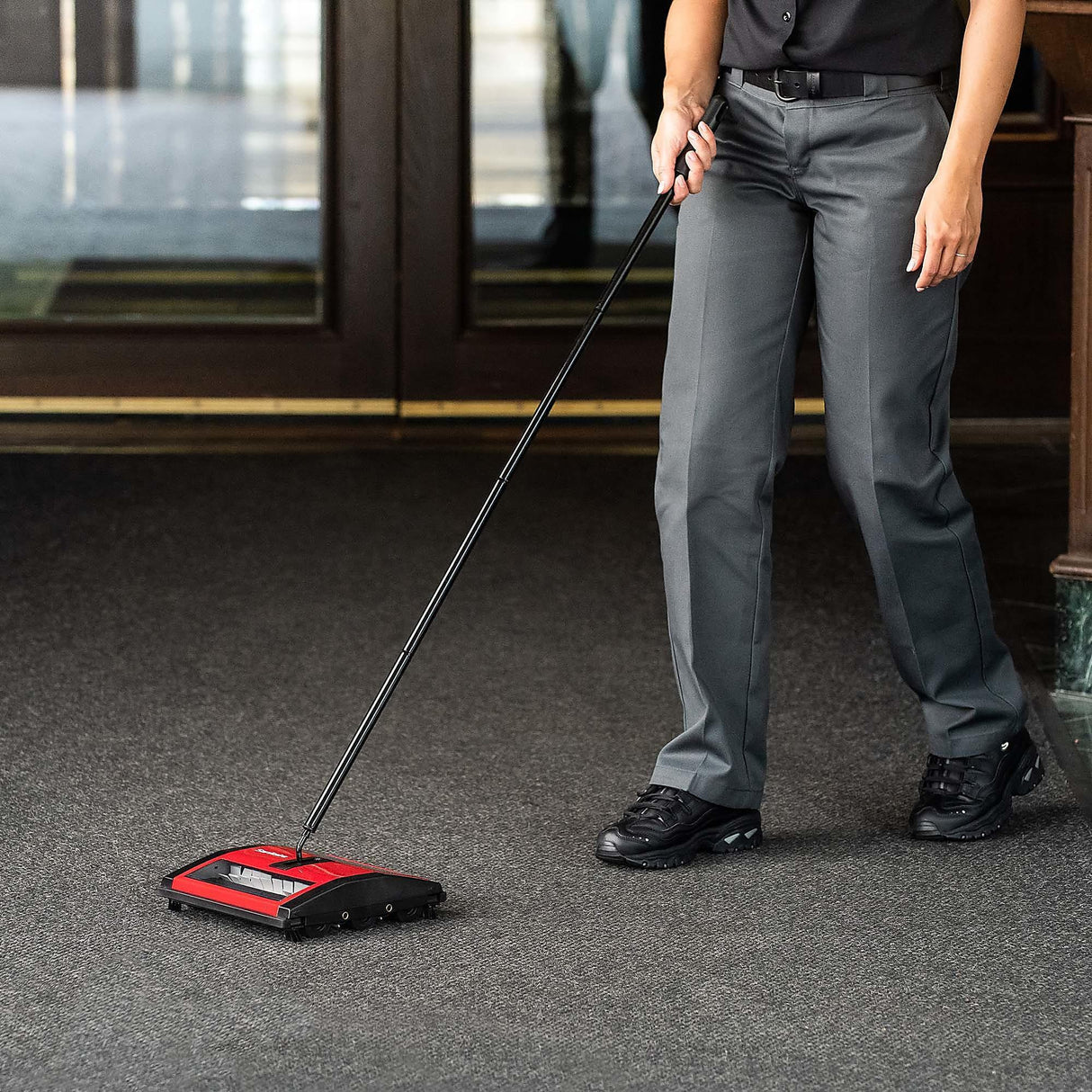 Sanitaire Commercial Upright Manual Sweeper, Red/Black - Janitorial Superstore