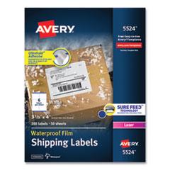 Avery® WeatherProof Mailing Labels w/TrueBlock, Laser, White, 3 1/3 x 4, 300/PK