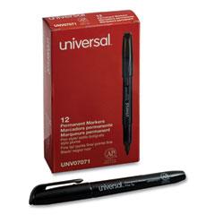 Universal Products (Sharpie Style) Pen-Style Permanent Marker, Bullet/Fine Point, Black, 12/Pack (UNV07071)
