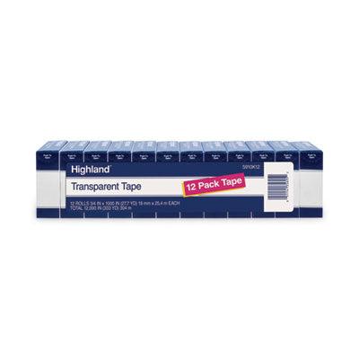 Transparent Tape, 1" Core, 0.75" x 83.33 ft, Clear, 12/Pack (5910K12)