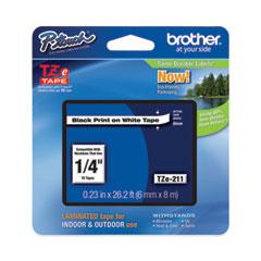 Brother P-Touch® TZe Standard Adhesive Laminated Labeling Tape, 1/4"w, Black on White