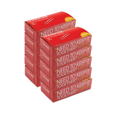 Universal Non Skid Paper Clips 1,000 Box 10x100 (UNV72240)