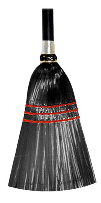 Performance Plus Black Plastic Lobby Broom Poly 3 Stitch 40" X 13/16" Handle 1 / ea