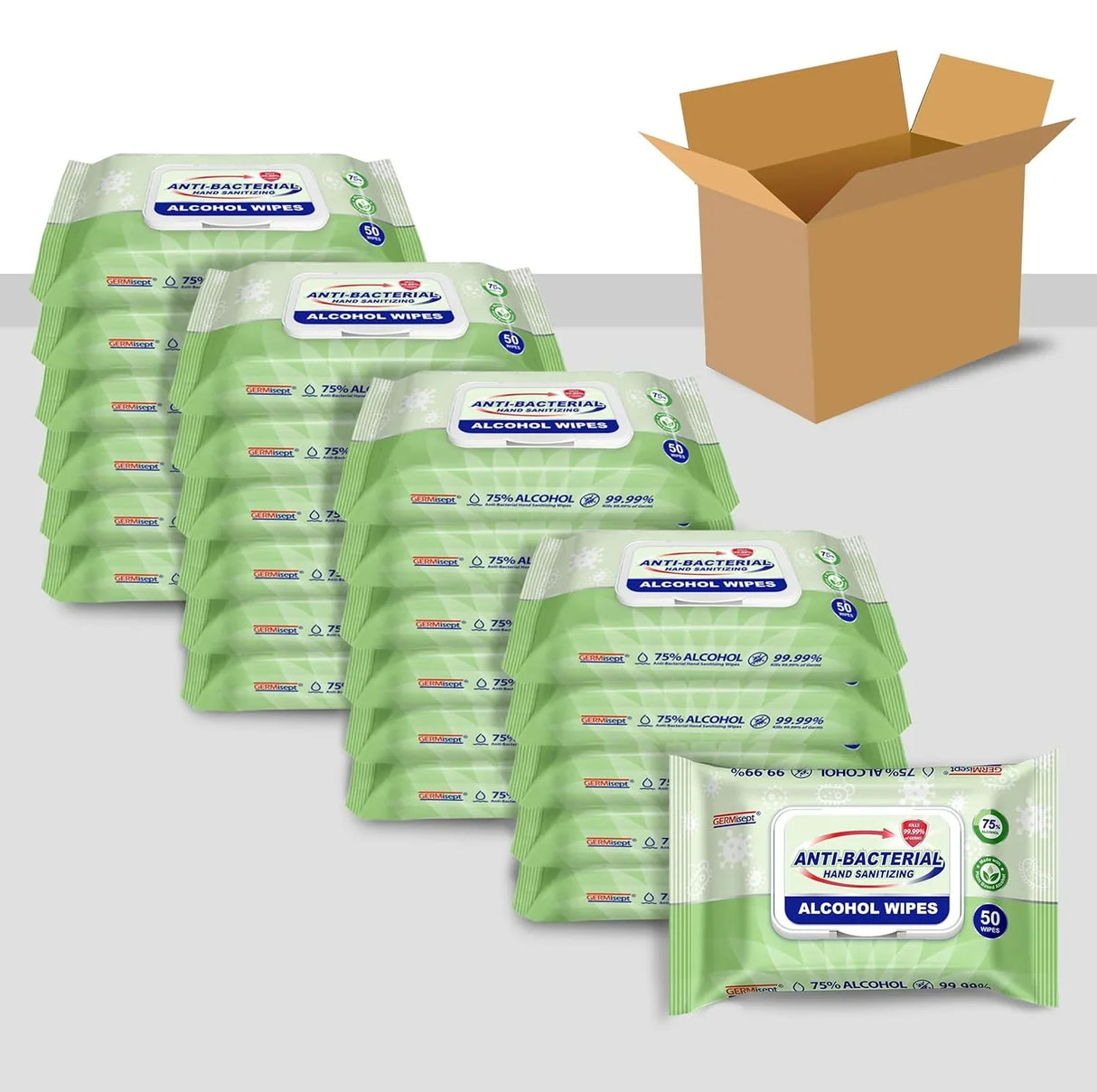 Germisept Sanitizing Alcohol Wipes, 50 Wipe Package - Janitorial Superstore