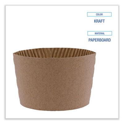 Cup Sleeves, Fits 10 oz to 20 oz Hot Cups, Kraft, 1,200/Carton