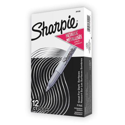 Sharpie Metallic Permanent Markers, Fine Point, Silver, 12 Pack (SAN39100)