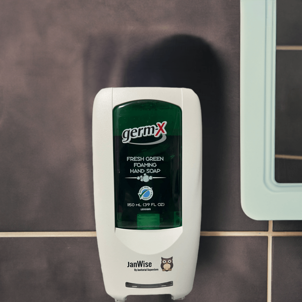 JanWise White Auto Soap Dispenser, 1150ML (Fits Germ-X Refills)