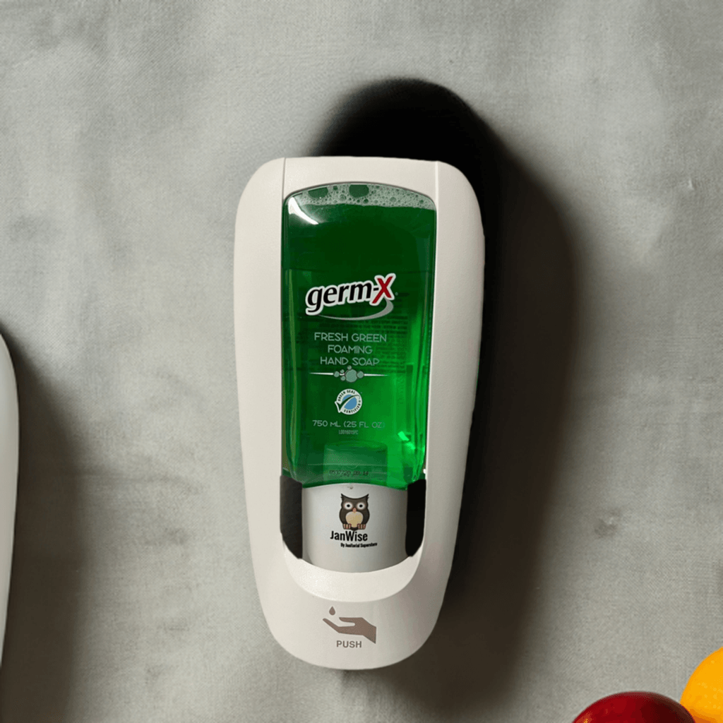 JanWise White Manual Soap Dispenser, 750ML (Fits Germ-X Refills)