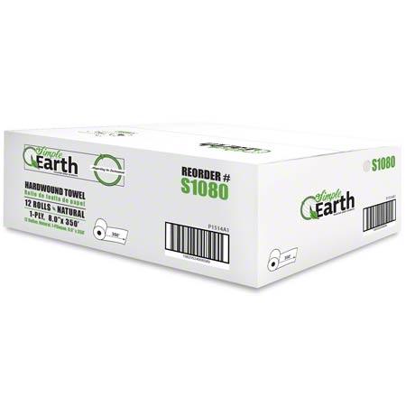 Simple Earth Hardwound Towel 8" X 350' Natural 12 Rolls (S1080)