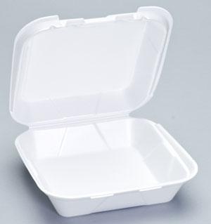 Genpak Medium 1 Compt Hinged Container 8"x8"x3" White Foam 2 / 100 cs
