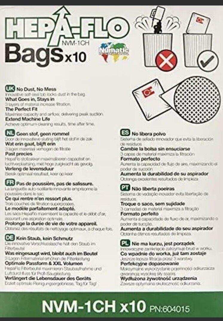 Numatic NVM-1CH HepaFlo' Disposable Filter Bags Pack - for the "Henry"(#7056)