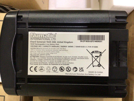 NUMATIC INTERNATIONAL NX300 Battery, Rechargeable, 36V (1439876)(90996)