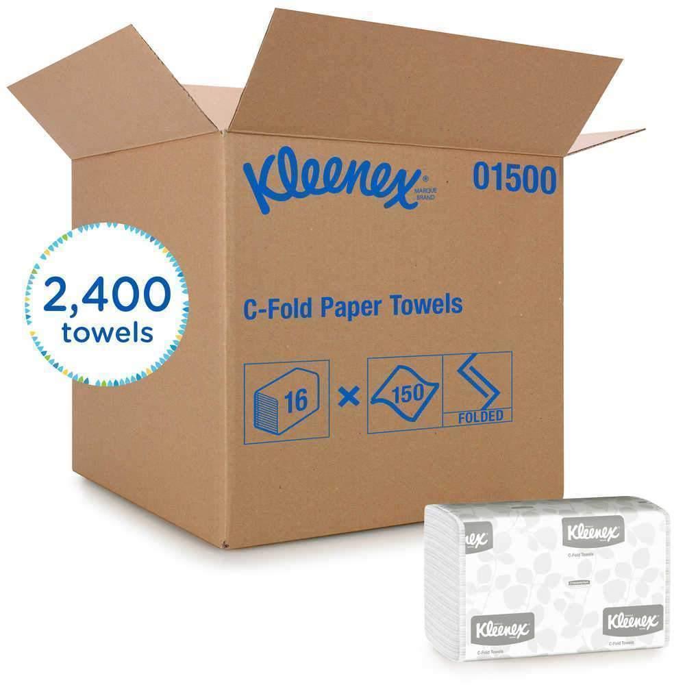 Kleenex 01500 C-Fold Towels, White, 2400 Sheets - Janitorial Superstore
