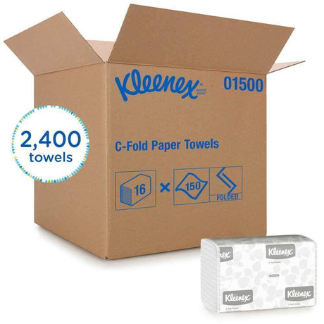 Kleenex 01500 C-Fold Towels, White, 2400 Sheets - Janitorial Superstore