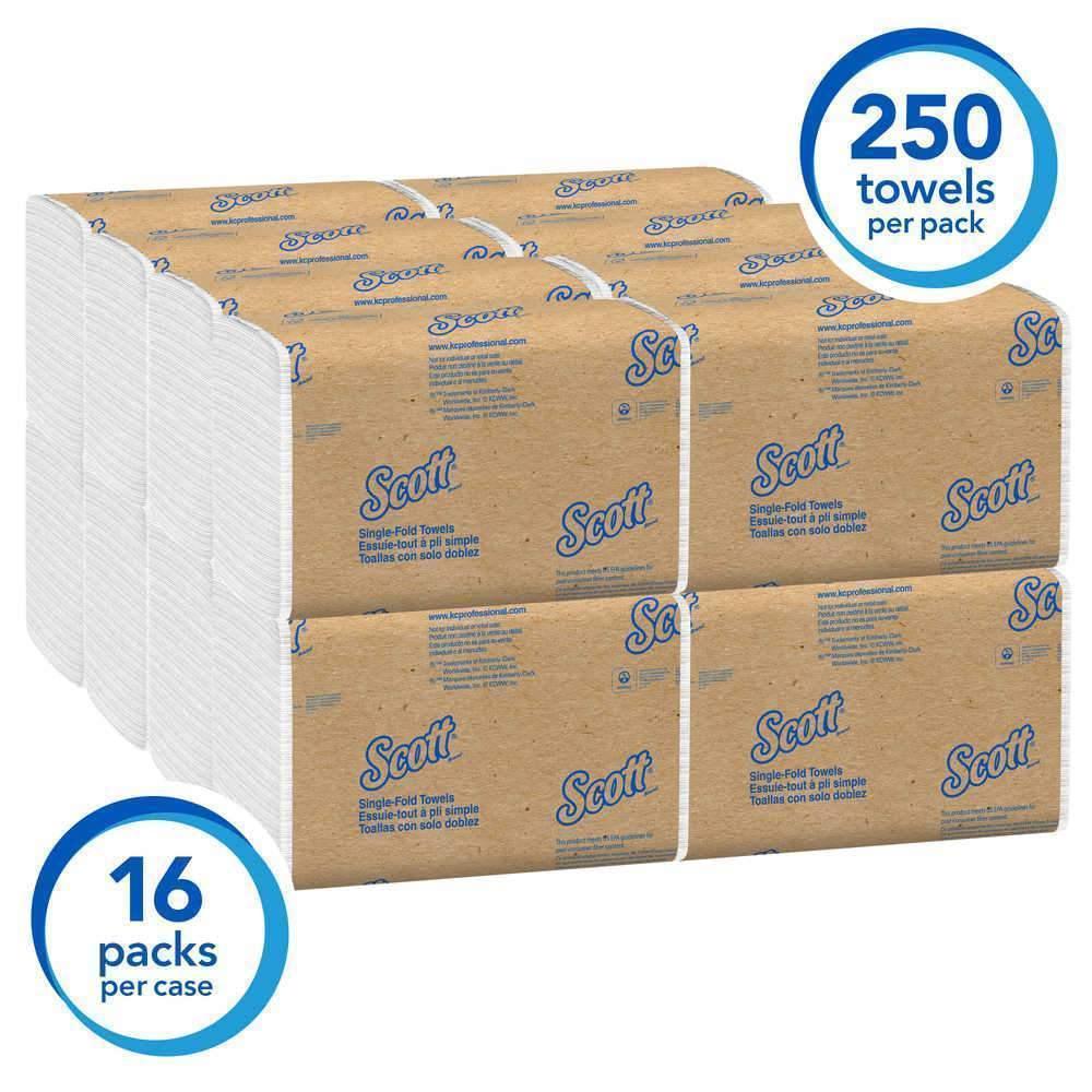Scott 01700 Essential Single-Fold White Towels, 4,000 Case - Janitorial Superstore