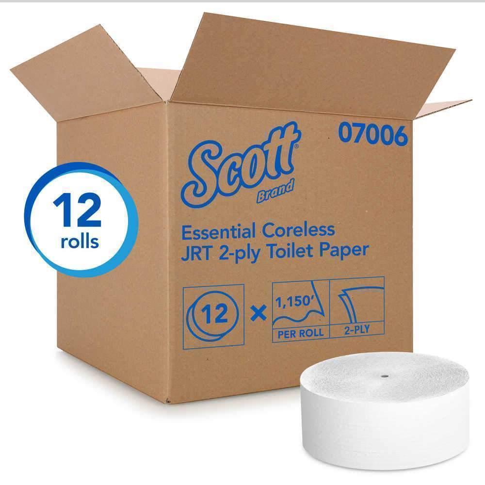 Scott 07006 Essential Coreless JRT 2-ply Toilet Paper, 12 Rolls of 1150 Feet (Elite Program) - Janitorial Superstore
