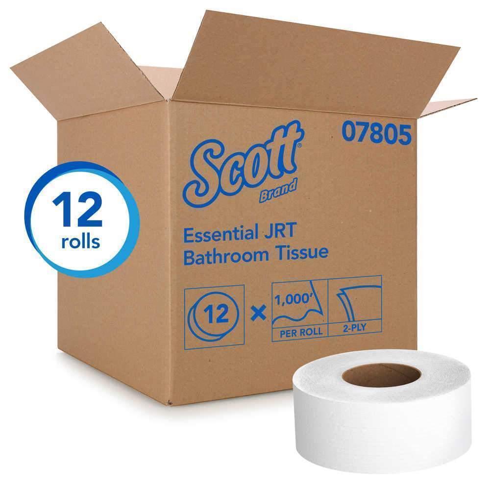 Scott® 07805 Essential JRT Bathroom Tissue, 12 Rolls of 1,000 Feet - Janitorial Superstore