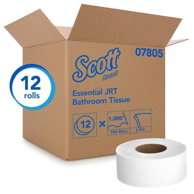 Scott® 07805 Essential JRT Bathroom Tissue, 12 Rolls of 1,000 Feet - Janitorial Superstore