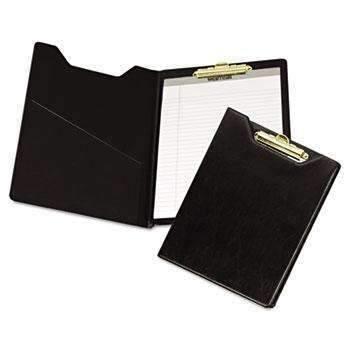 Samsill® Value Padfolio, Heavyweight Sealed Vinyl, Brass Clip, Inside Front Pocket, Black - Janitorial Superstore