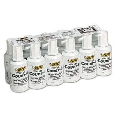 Cover-It Correction Fluid 20 ml Bottle White 12 pack - Janitorial Superstore