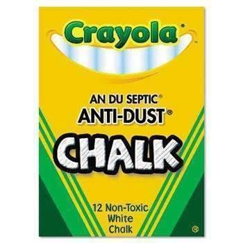 Crayola® Nontoxic Anti-Dust Chalk, White, 12 Sticks/Box - Janitorial Superstore