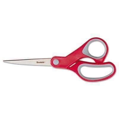 3m/commercial Tape Div. Multi-Purpose Scissors, Pointed, 8" Length, 3 3/8" Cut, Red/Gray - Janitorial Superstore