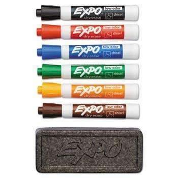 EXPO® Dry Erase Marker & Organizer Kit, Chisel Tip, Assorted, 6/Set - Janitorial Superstore
