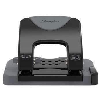 Swingline® 20-Sheet SmartTouch Two-Hole Punch, 9/32" Holes, Black/Gray - Janitorial Superstore