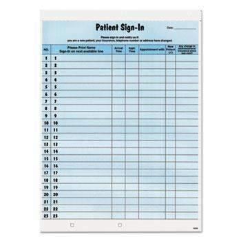 Tabbies® Patient Sign-In Label Forms, 8 1/2 x 11 5/8, 125 Sheets/Pack, Blue - Janitorial Superstore