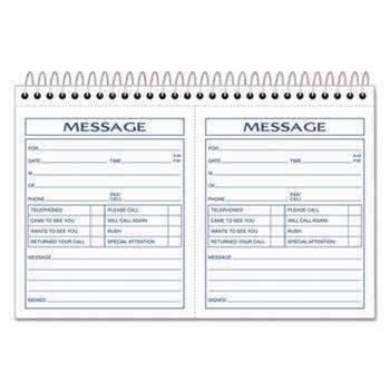 TOPS™ Spiralbound Message Book, 4 1/4 x 5, Carbonless Duplicate, 200 Sets/Book - Janitorial Superstore