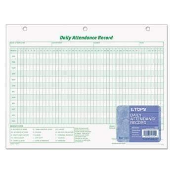 TOPS™ Daily Attendance Card, 8 1/2 x 11, 50 Forms - Janitorial Superstore