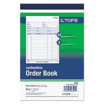 TOPS™ Sales Order Book, 5-9/16 x 7-15/16, Two-Part Carbonless, 50 Sets/Book - Janitorial Superstore