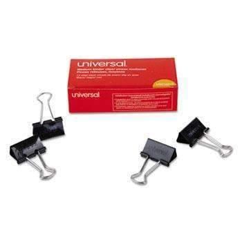 Universal® Medium Binder Clips, 5/8" Capacity, 1 1/4" Wide, Black, 12/Box - Janitorial Superstore