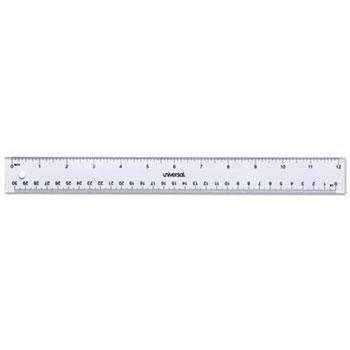 Universal® Clear Plastic Ruler, Standard/Metric, 12" - Janitorial Superstore