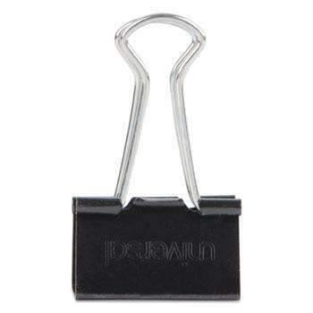 Universal® Medium Binder Clips, Zip-Seal Bag, 5/8" Capacity, 1 1/4" Wide, Black, 36/Bag - Janitorial Superstore