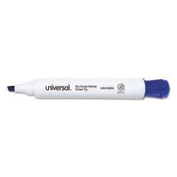 Universal® Dry Erase Marker, Chisel Tip, Blue, Dozen - Janitorial Superstore