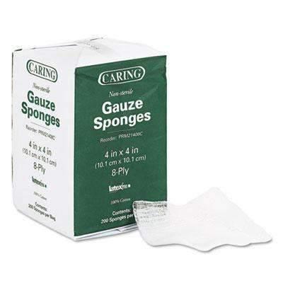 MEDLINE INDUSTRIES, INC. Caring Woven Gauze Sponges, 4 x 4, Non-sterile, 8-Ply, 200/Pack - Janitorial Superstore