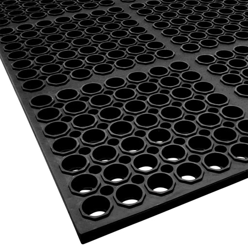 3' x 5' Black Anti-Fatigue Rubber Floor Mat with Bevel Edge - 1/2" Thick - Janitorial Superstore
