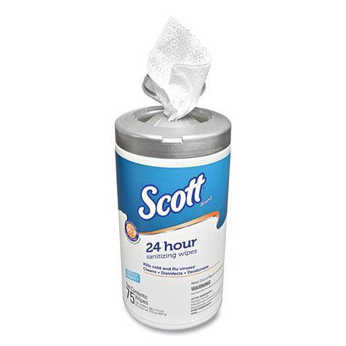 Scott 24-hour Sanitizing Wipes, 4.5 X 8.25, White, 75-canister, 6 Canisters-carton - Janitorial Superstore