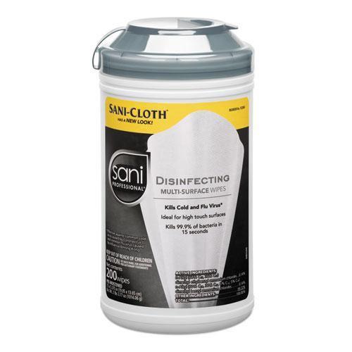 Sani Professional Disinfecting Multi-surface Wipes, 7 1-2 X 5 3-8, 200-canister - Janitorial Superstore